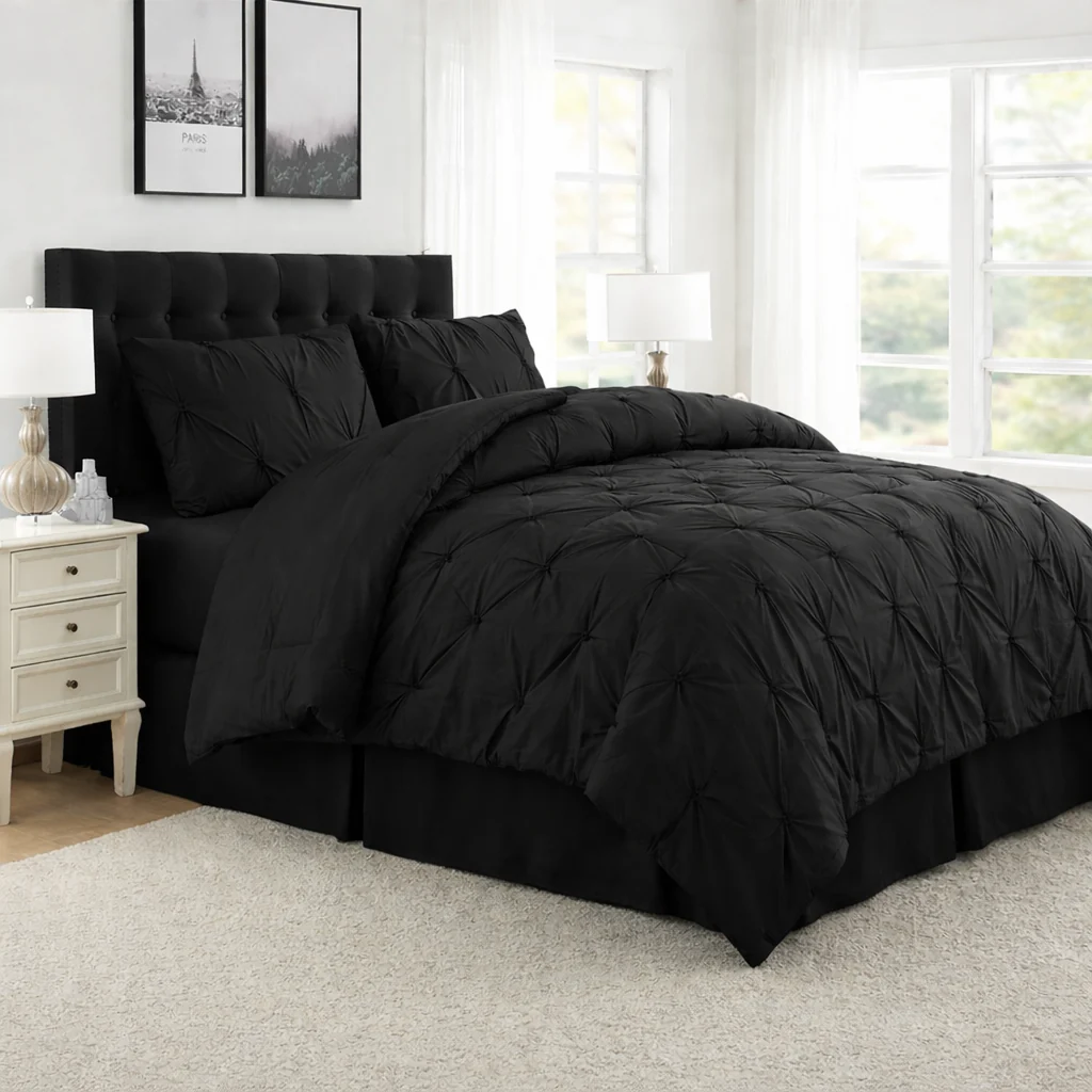 4-piece Pintuck Comforter Set - Black - Image 2