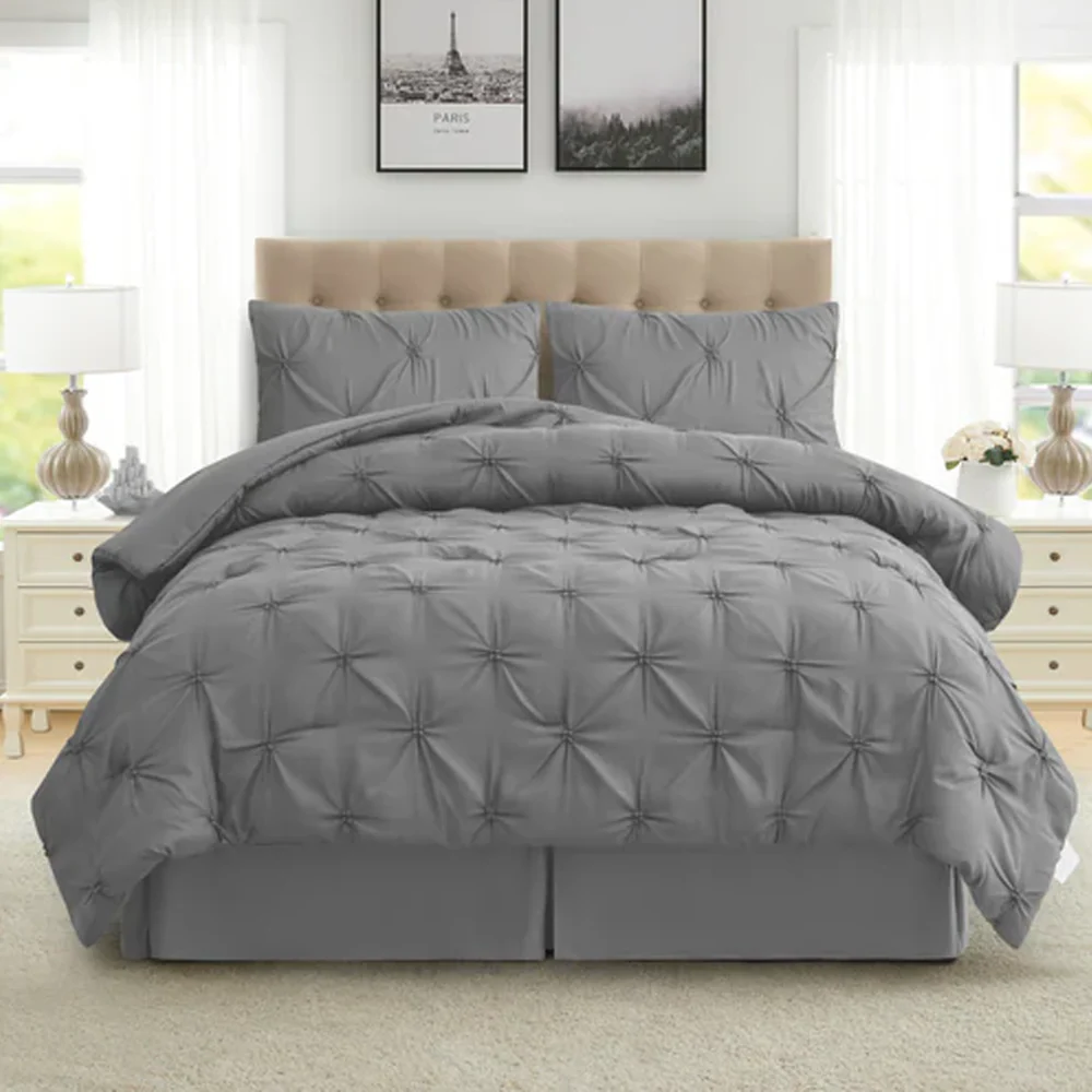 4-piece Pintuck Comforter Set - Charcoal