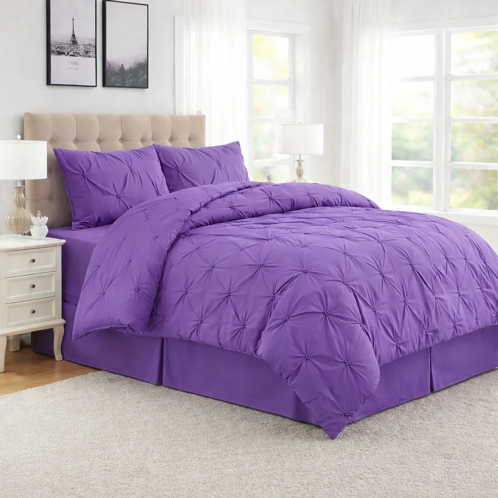 4-piece Pintuck Comforter Set - Plum - Image 2