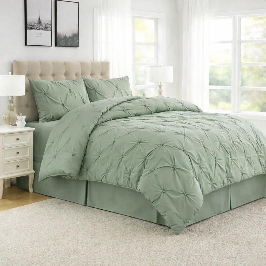 4-piece Pintuck Comforter Set - Sage - Image 2