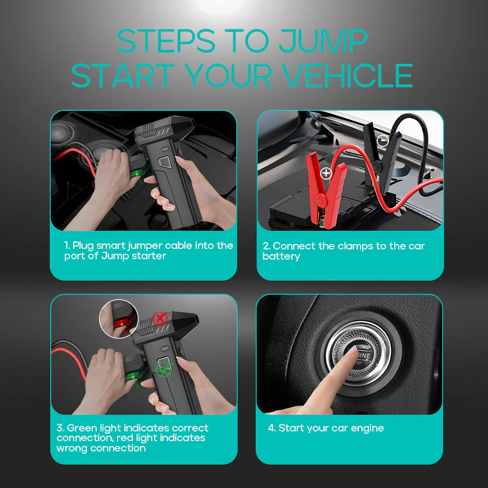 Pursuit 5-in-1 Car Jump Starter, 8000mAh Power Bank, Air Duster Cleaner, Vacuum, and Inflator/Deflator - Image 5