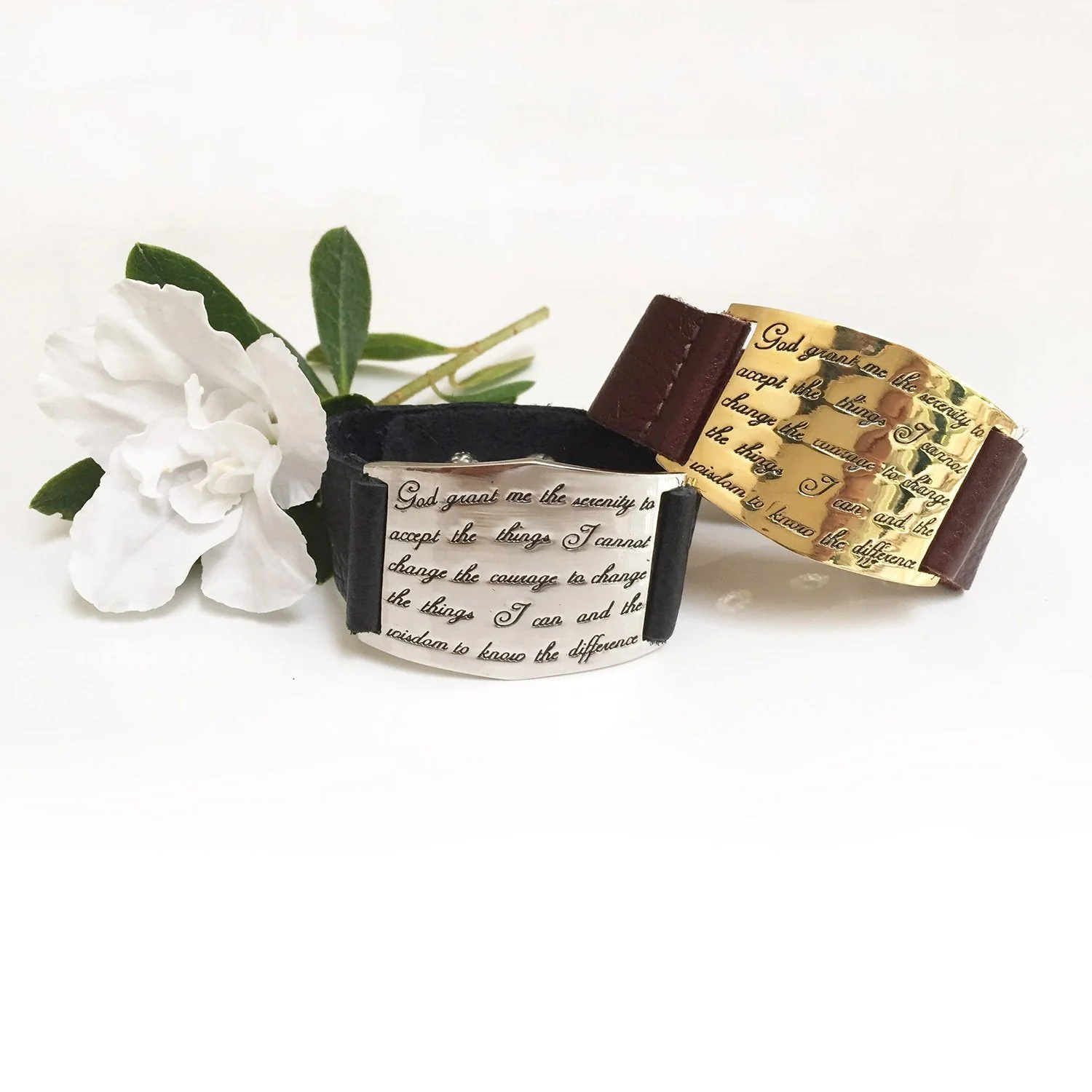 Serenity Prayer Cuff - SILVER/BLACK - Image 3