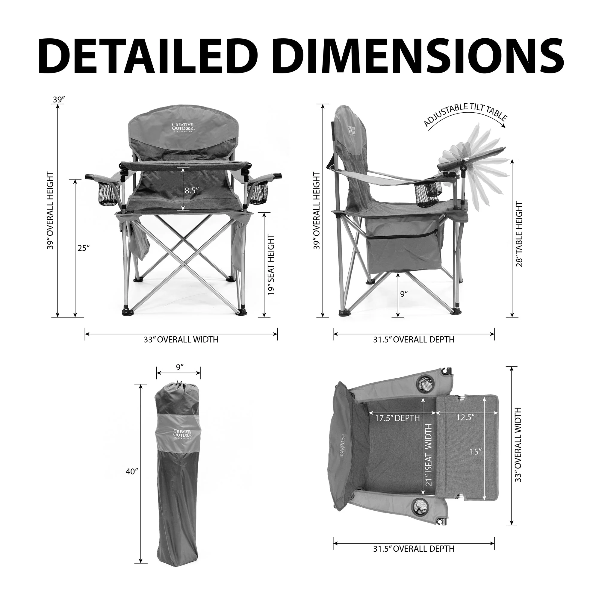 iChair Folding Wine Chair with Adjustable Table - Forest Diamond - Image 5