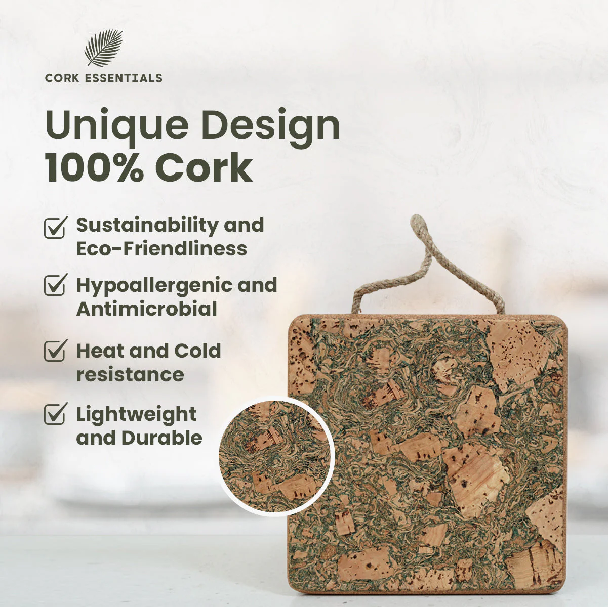Square Trivets Olive Textured Set of 2 - Image 2