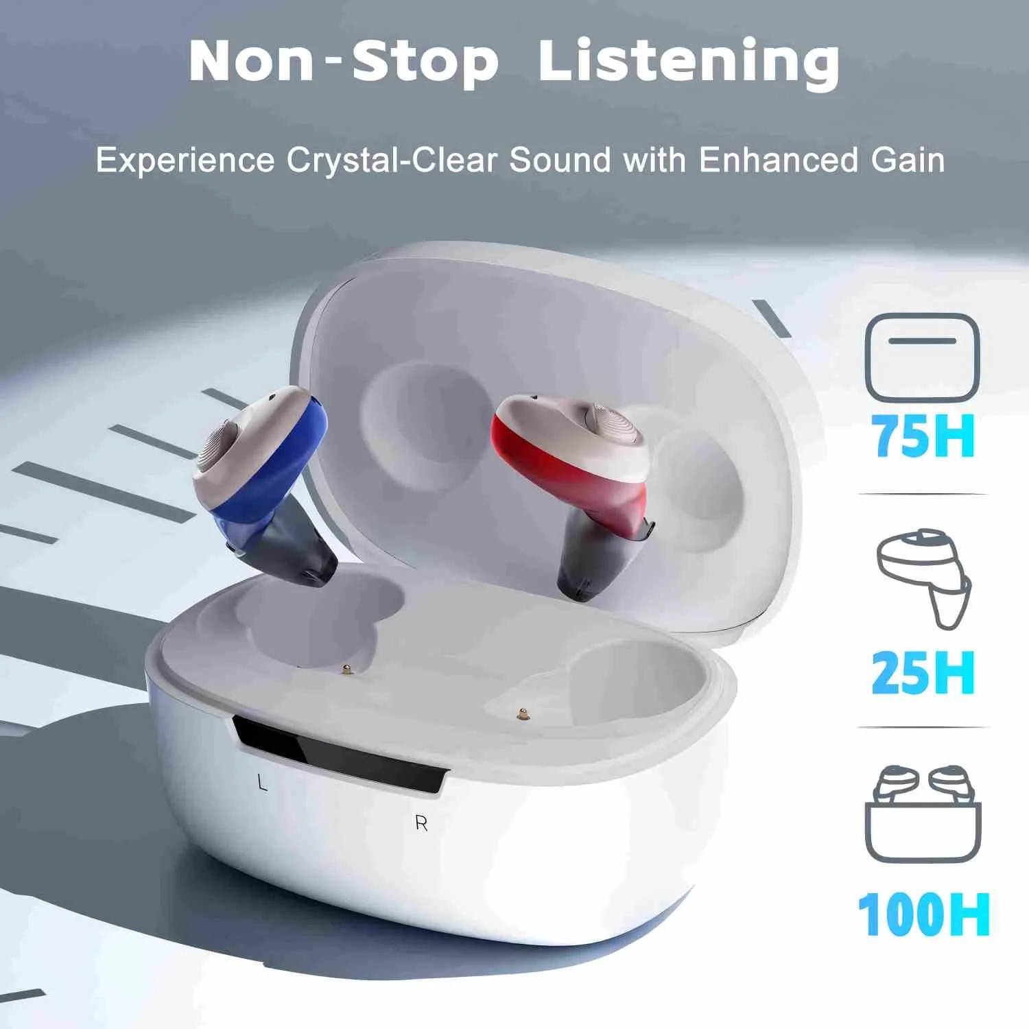 Ceretone-Torch OTC Hearing Aids ITC (In The Canal) - Blue&Red - Image 5